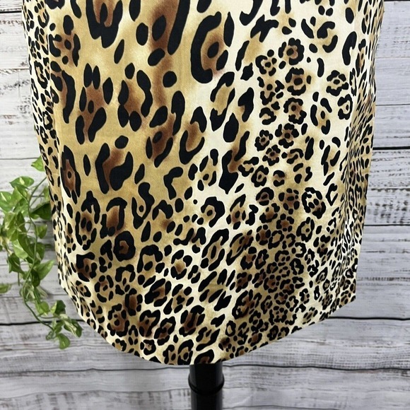 Adrienne Vittadini Skirt 4 Brown Black Gold Cheetah Animal Straight Pencil Belt - Picture 6 of 10